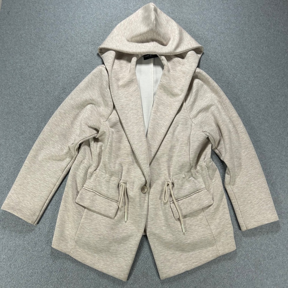 Lane Bryant Hooded Anorak Jacket Womens 18P Oatmeal Heather Casual Athleisure